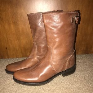 J.Crew brown leather mid calf boots